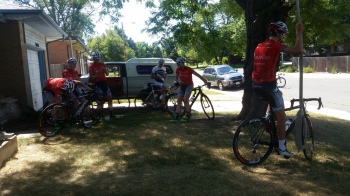 My home race, Littleton Twilight Crit, was a week after I was hit. We hosted the Astellas boys, which was a ton of fun. As always the rope swing was a big hit.